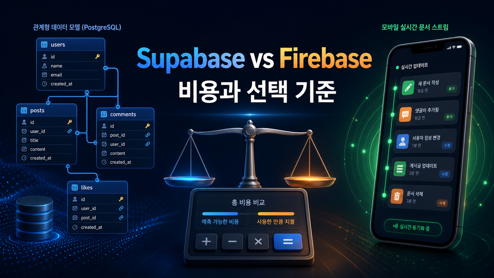 Supabase와 Firebase 비용 및 선택 기준 비교 대표 이미지